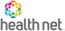 HealthNet logo- a circle with various colors.
